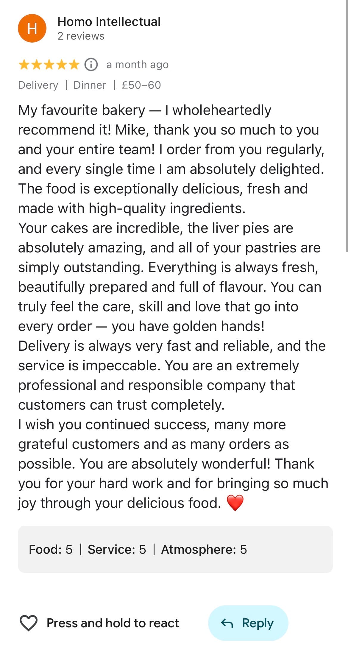 Сообщение от покупателя Mike Bakes