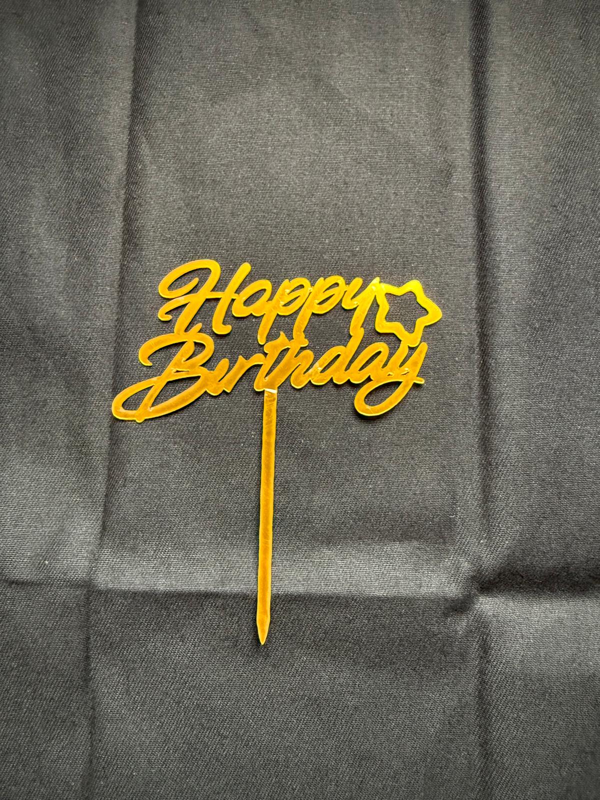 Happy Birthday topper, script with star