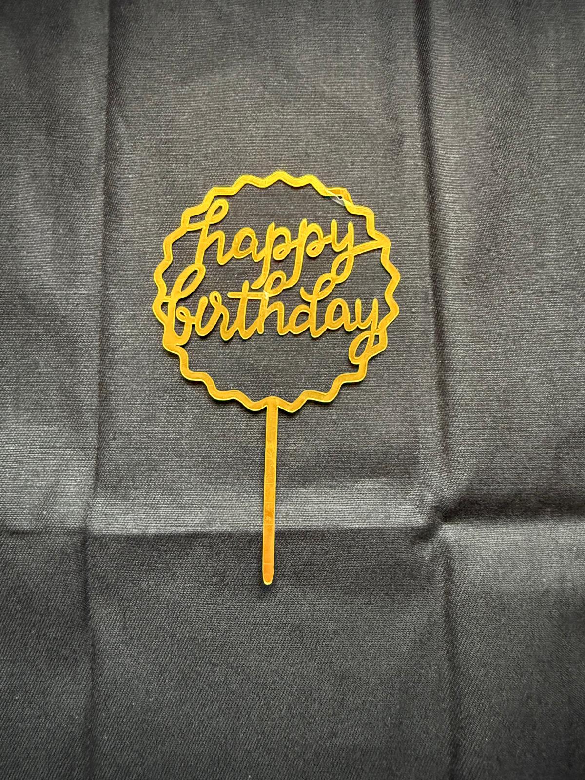 Happy Birthday topper, scalloped circle