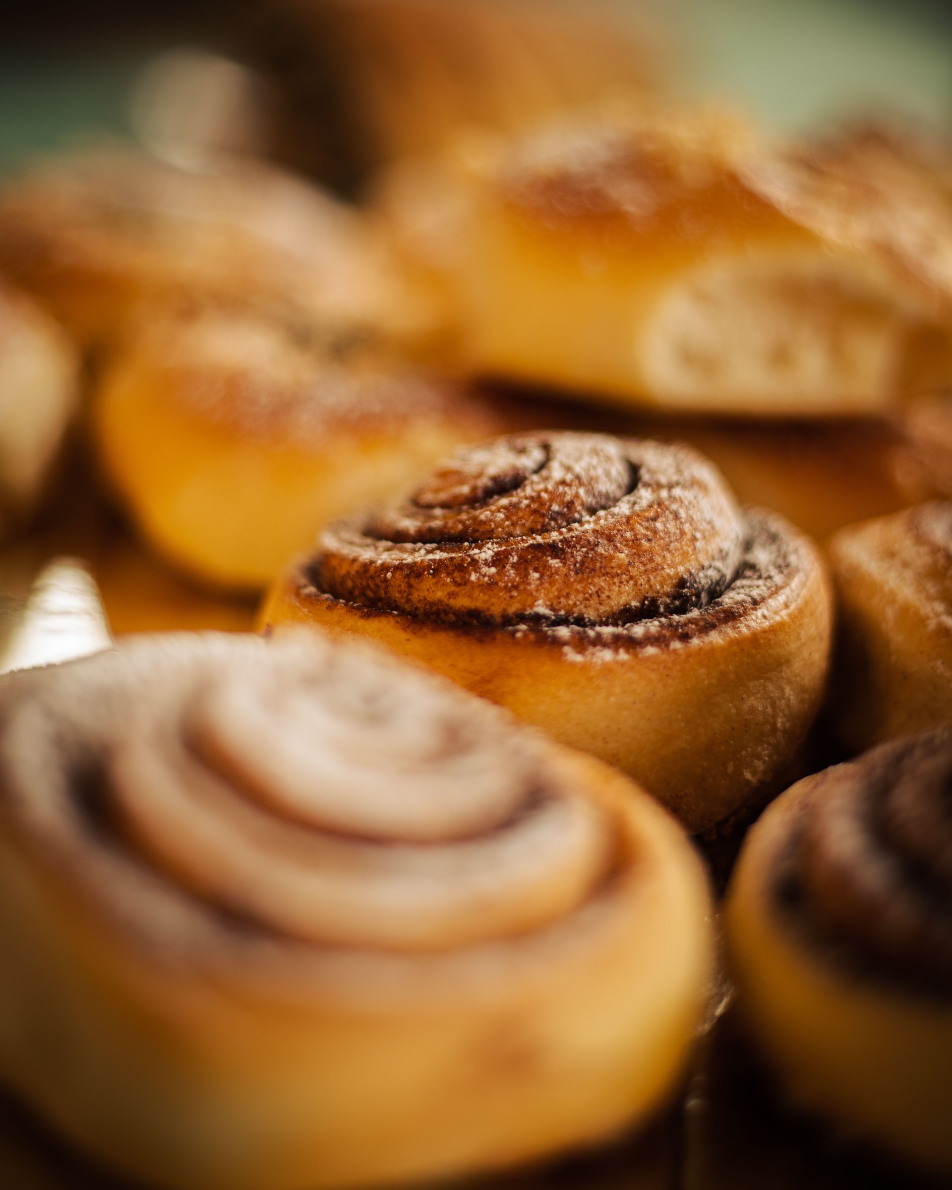 Cinnamon rolls with cream cheese glaze fresh from the oven