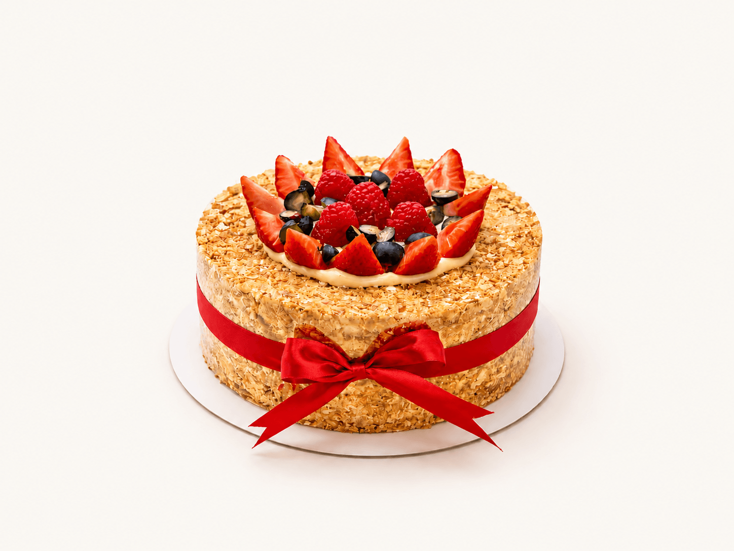 A slice of Napoleon cake showing soft layered pastry and vanilla cream